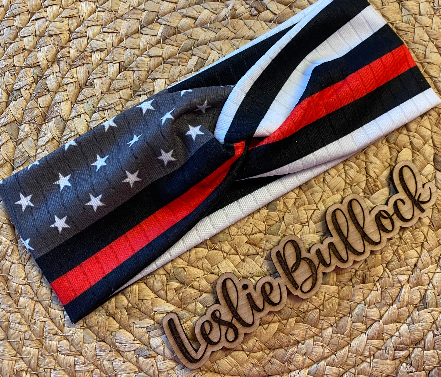 Thin red line twisted headband