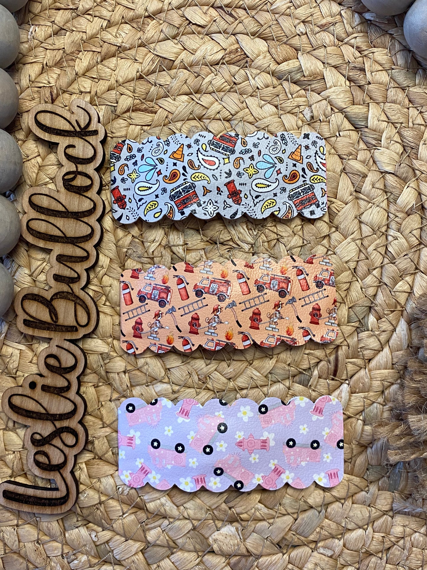 Firetruck hair clips