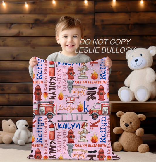 Custom name firefighter blanket