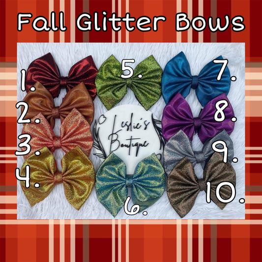 5 INCH GLITTER BOWS- FALL EDITION