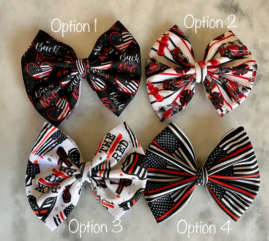 Firefighter baby bows