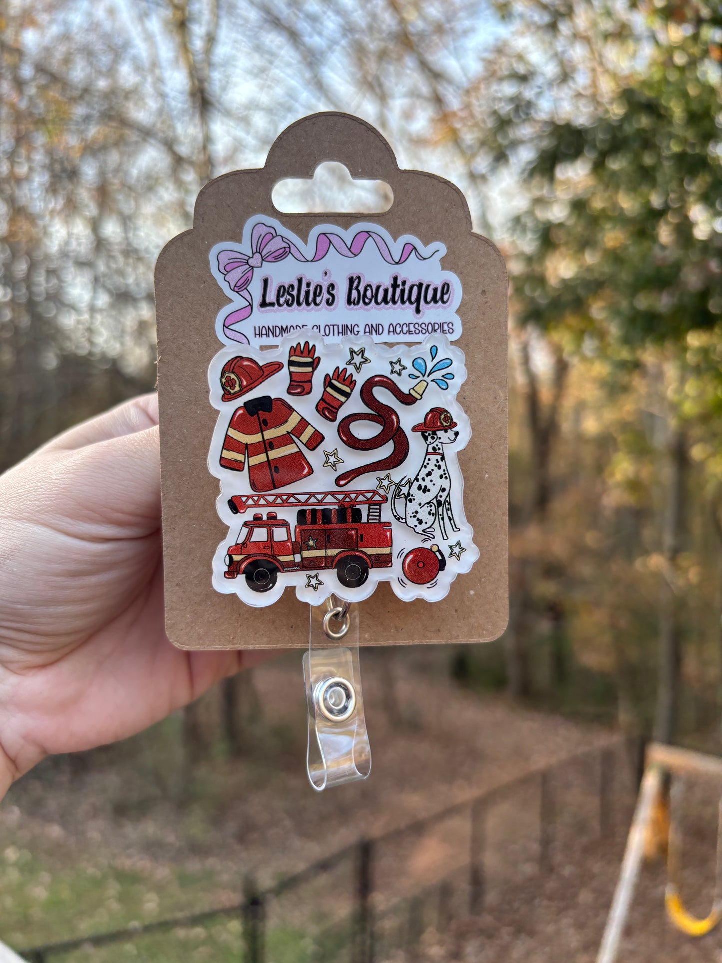 Firetruck badge reel