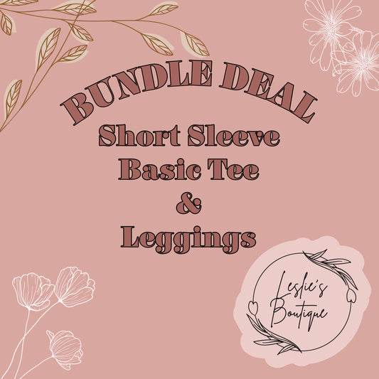 Custom basic t-shirt short sleeve and leggings bundle