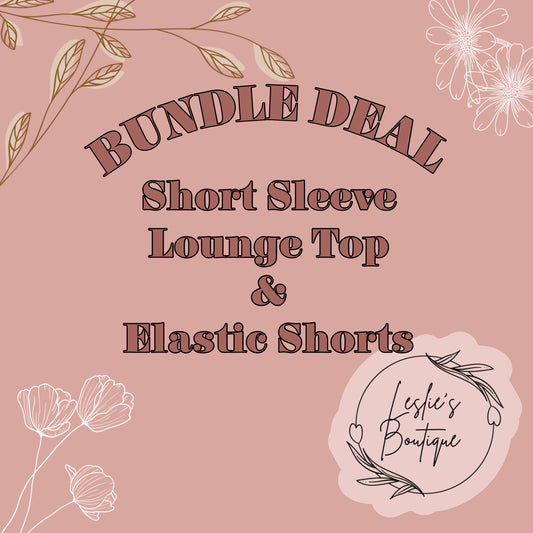 Lounge top short sleeve and elastic shorts bundle