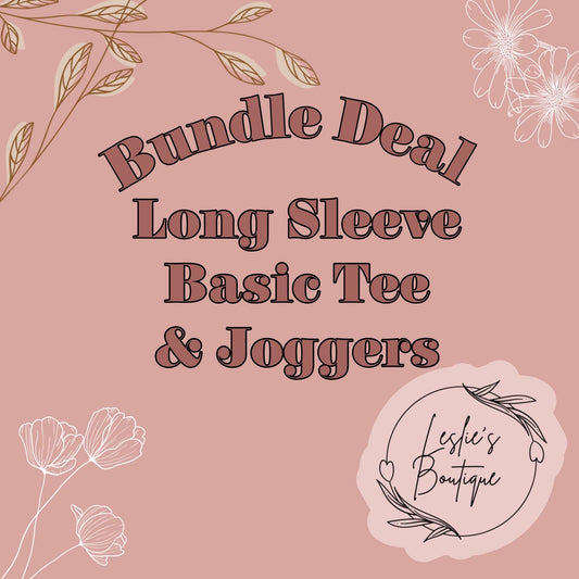 Basic t-shirt long sleeve and joggers bundle