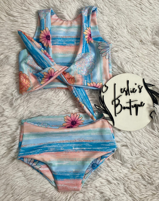 Floral reversible bathing suit