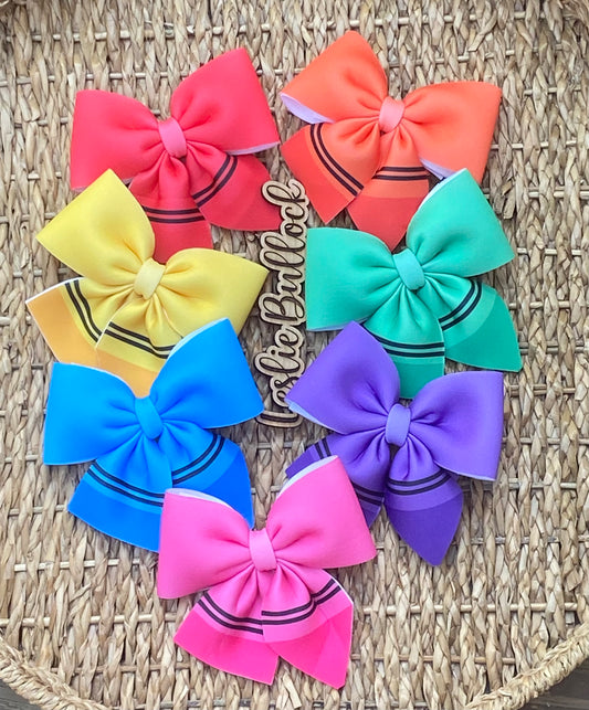 Crayon bows multiple colors