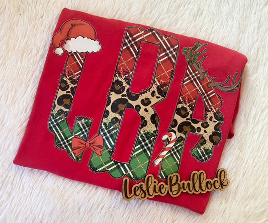 Christmas monogram t-shirt or sweatshirt