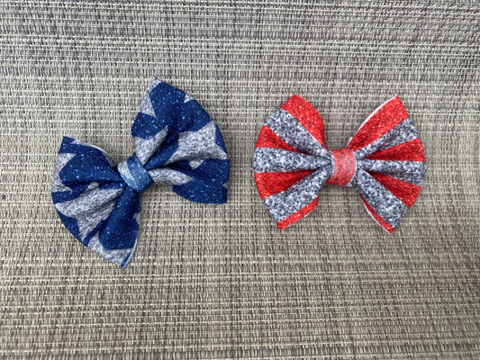 Glitter patriotic 3 inch pigtails