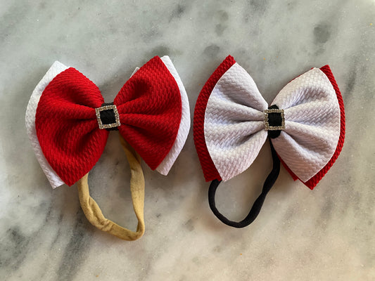 Christmas Santa belt baby bows