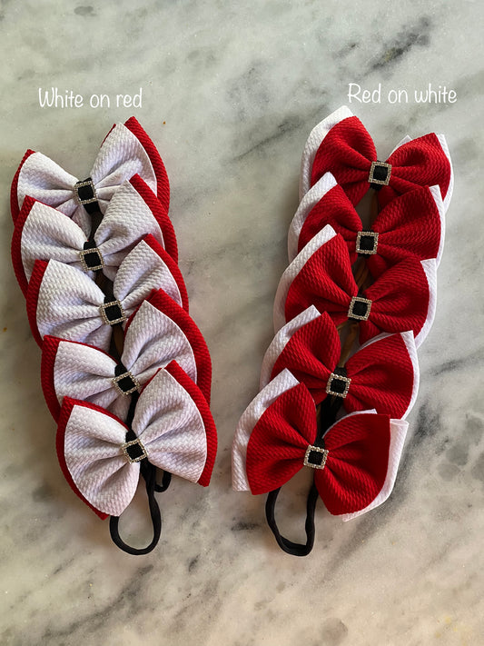 Christmas Santa belt baby bows